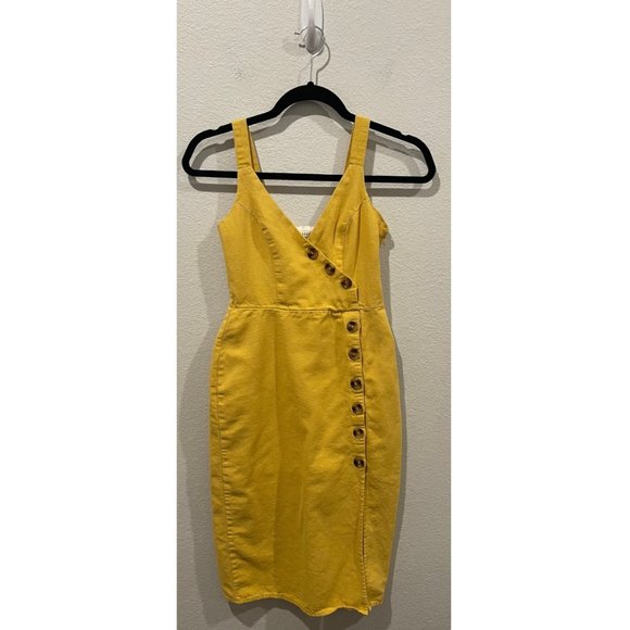 HARPER HERITAGE Button Up Mini Yellow Mini Dress - Picture 2 of 6